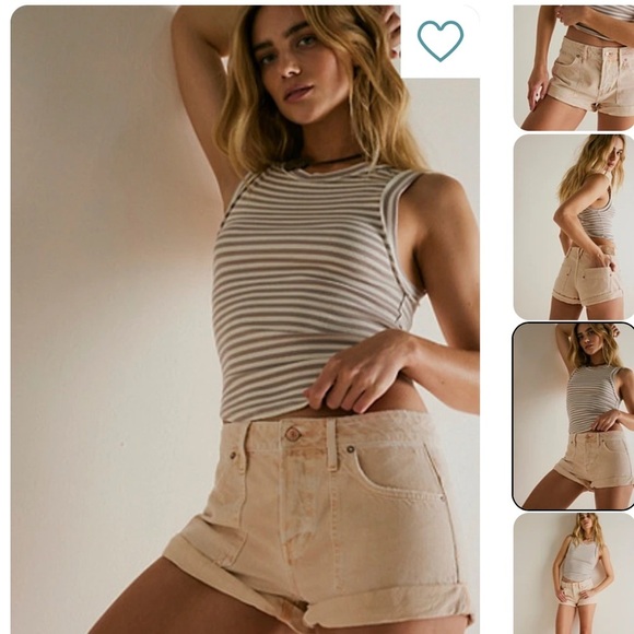 Free People We The Free Beginners Luck Low Rise Slouch Denim Shorts Pink 25 - Picture 1 of 13